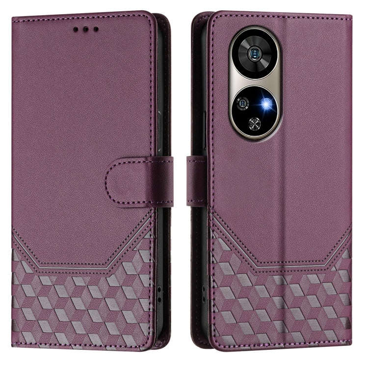 For Ulefone Note 17 Pro Honeycomb Embossing RFID Leather Phone Case(Violet)