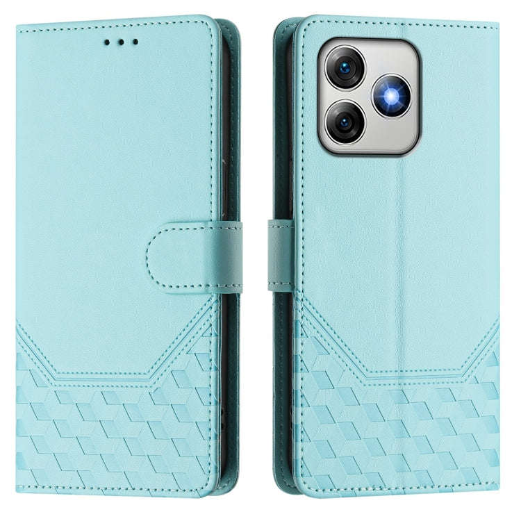 For Ulefone Note 18 Ultra Honeycomb Embossing RFID Leather Phone Case(Mint Green)