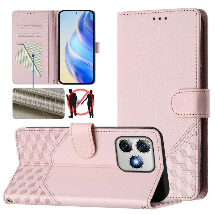 For Ulefone Note 18 Ultra Honeycomb Embossing RFID Leather Phone Case(Pink)