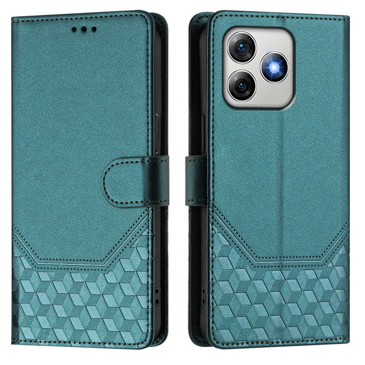 For Ulefone Note 18 Ultra Honeycomb Embossing RFID Leather Phone Case(Peacock Green)