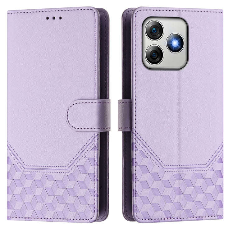 For Ulefone Note 18 Ultra Honeycomb Embossing RFID Leather Phone Case(Light Purple)