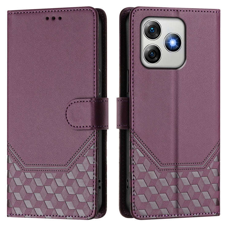 For Ulefone Note 18 Ultra Honeycomb Embossing RFID Leather Phone Case(Violet)