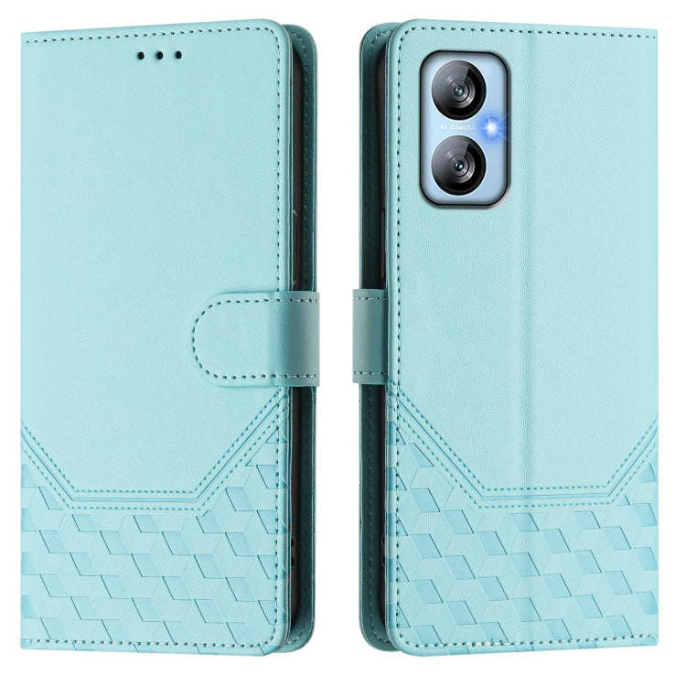 For Blackview A52 / A52 Pro Honeycomb Embossing RFID Leather Phone Case(Mint Green)