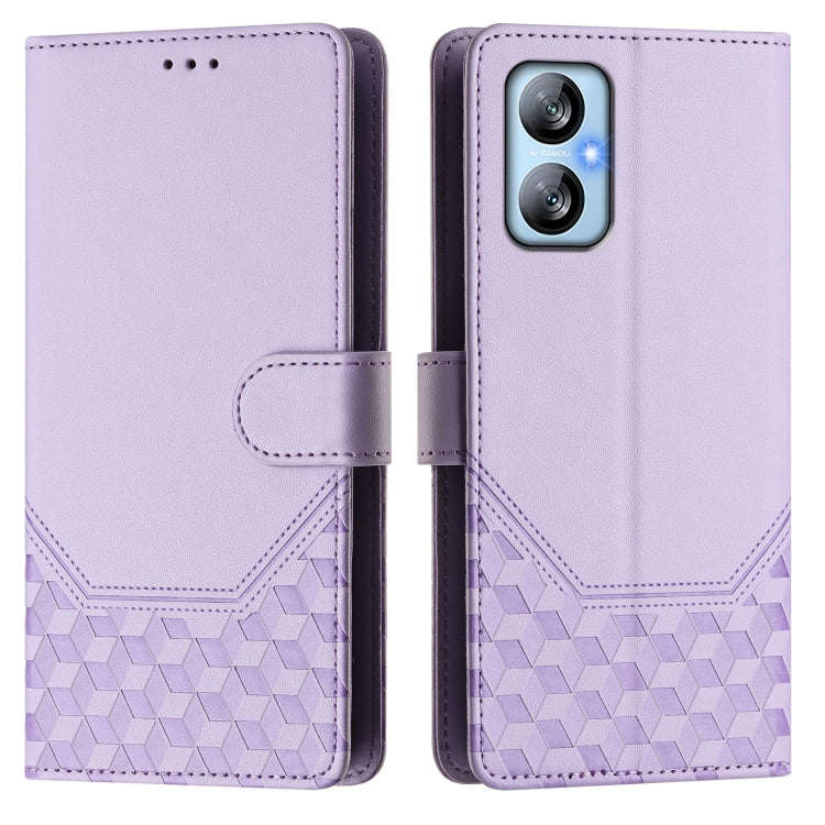 For Blackview A52 / A52 Pro Honeycomb Embossing RFID Leather Phone Case(Light Purple)