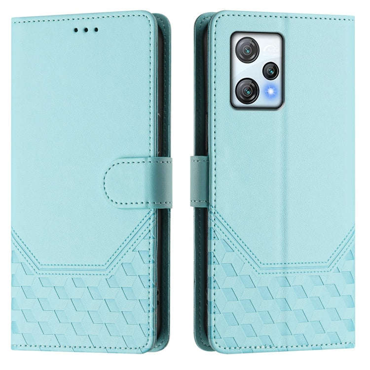 For Blackview A53 Honeycomb Embossing RFID Leather Phone Case(Mint Green)