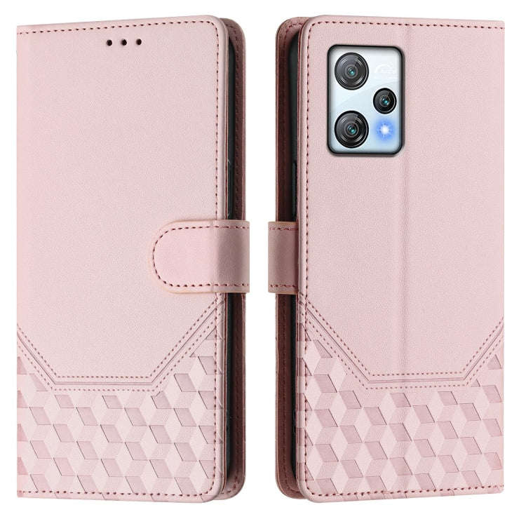 For Blackview A53 Honeycomb Embossing RFID Leather Phone Case(Pink)