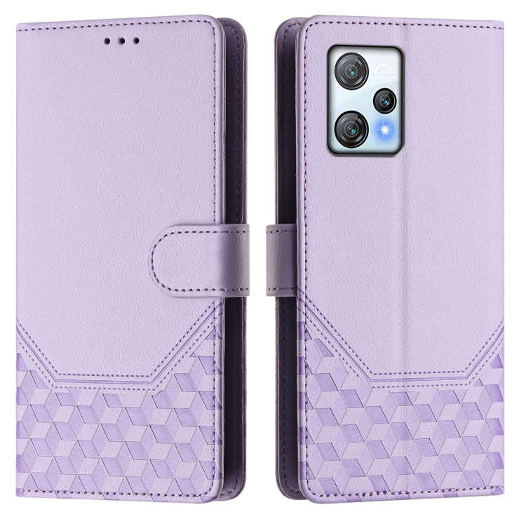 For Blackview A53 Honeycomb Embossing RFID Leather Phone Case(Light Purple)