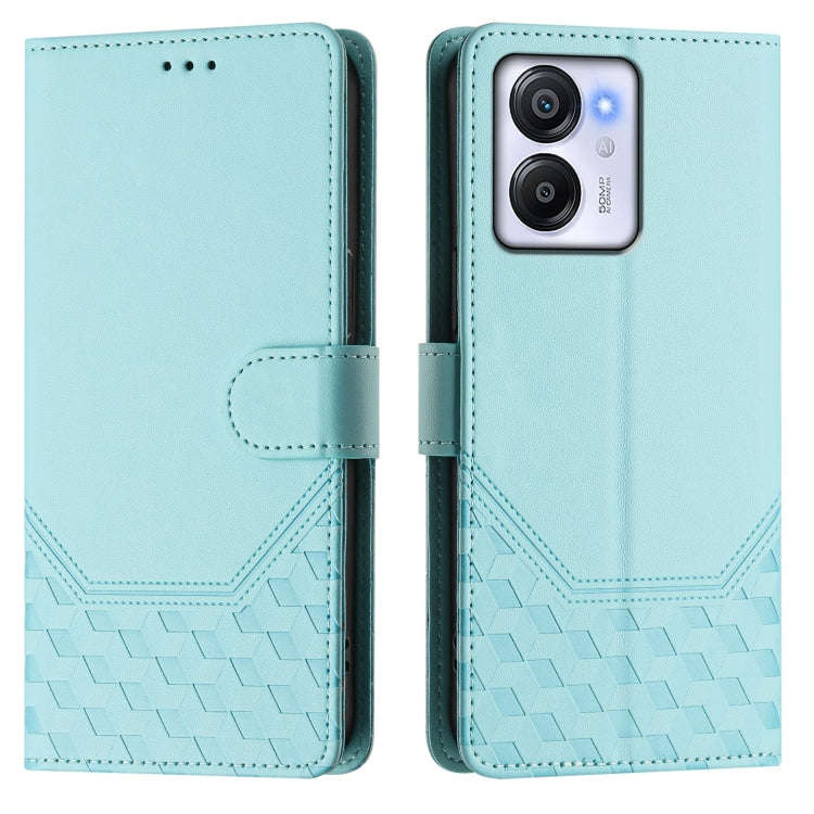 For Blackview Oscal Modern 8 / Color 8 Honeycomb Embossing RFID Leather Phone Case(Mint Green)