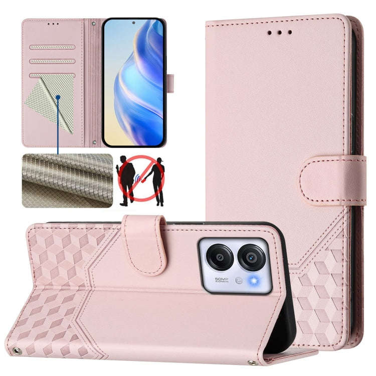 For Blackview Oscal Modern 8 / Color 8 Honeycomb Embossing RFID Leather Phone Case(Pink)