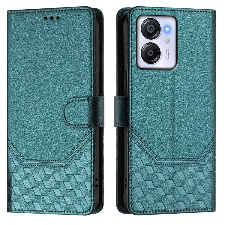 For Blackview Oscal Modern 8 / Color 8 Honeycomb Embossing RFID Leather Phone Case(Peacock Green)