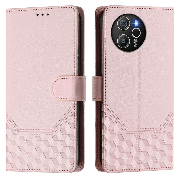 For Blackview Shark 8 / Oscal Tiger 12 Honeycomb Embossing RFID Leather Phone Case(Pink)