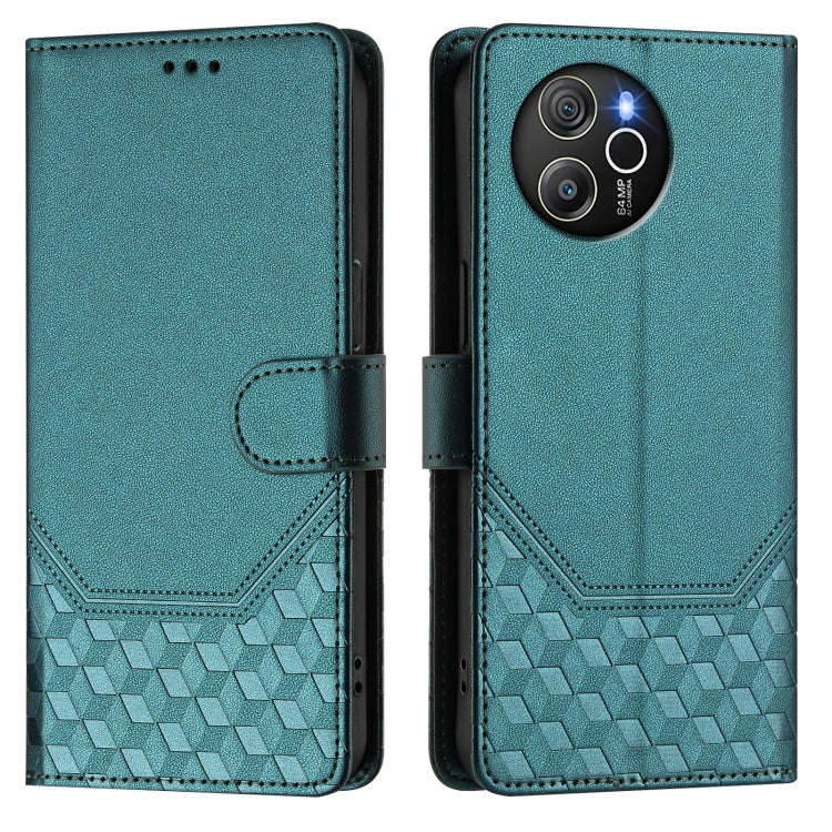 For Blackview Shark 8 / Oscal Tiger 12 Honeycomb Embossing RFID Leather Phone Case(Peacock Green)