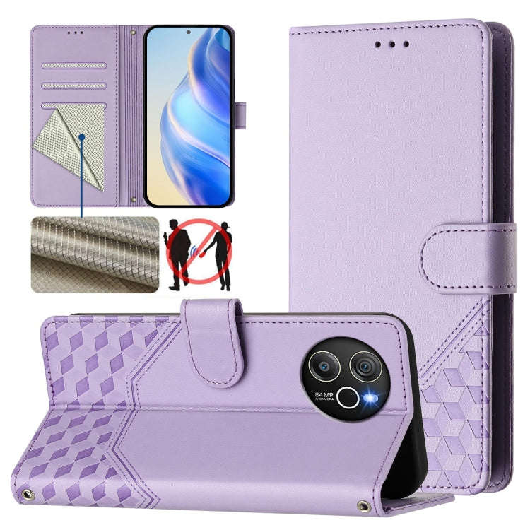 For Blackview Shark 8 / Oscal Tiger 12 Honeycomb Embossing RFID Leather Phone Case(Light Purple)
