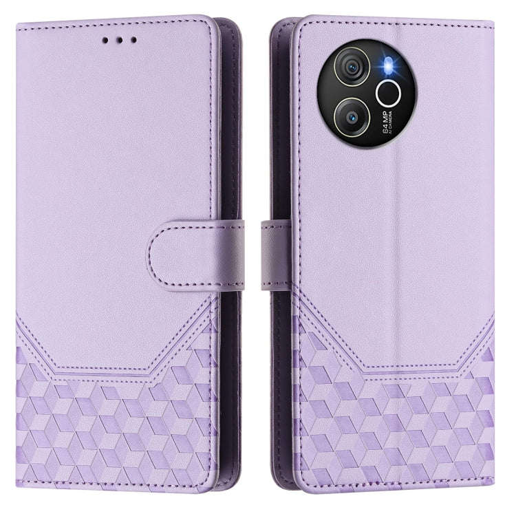 For Blackview Shark 8 / Oscal Tiger 12 Honeycomb Embossing RFID Leather Phone Case(Light Purple)