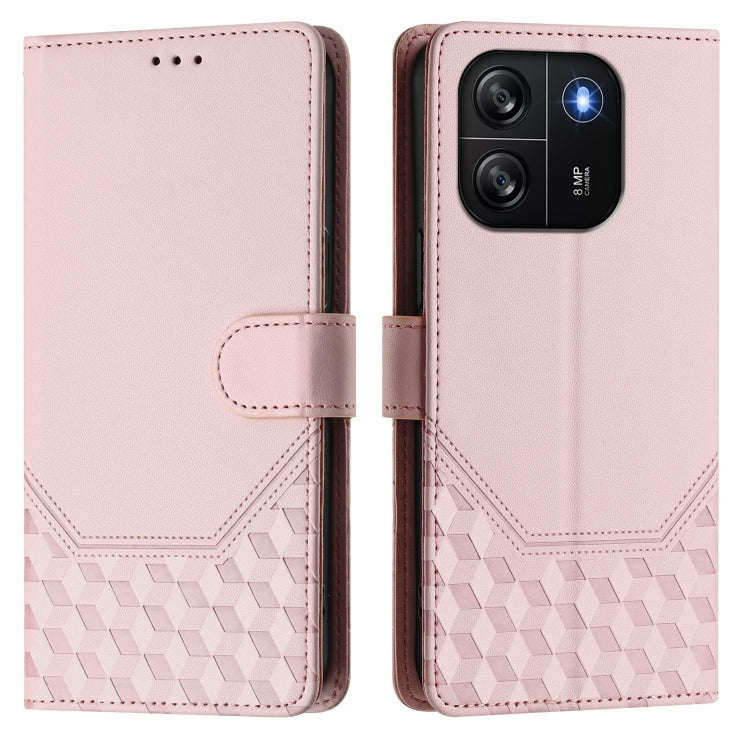 For Blackview Wave 6C Honeycomb Embossing RFID Leather Phone Case(Pink)
