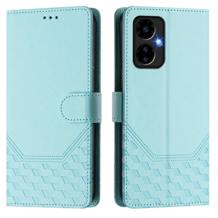 For Boost Mobile Celero 5G 2024 Honeycomb Embossing RFID Leather Phone Case(Mint Green)