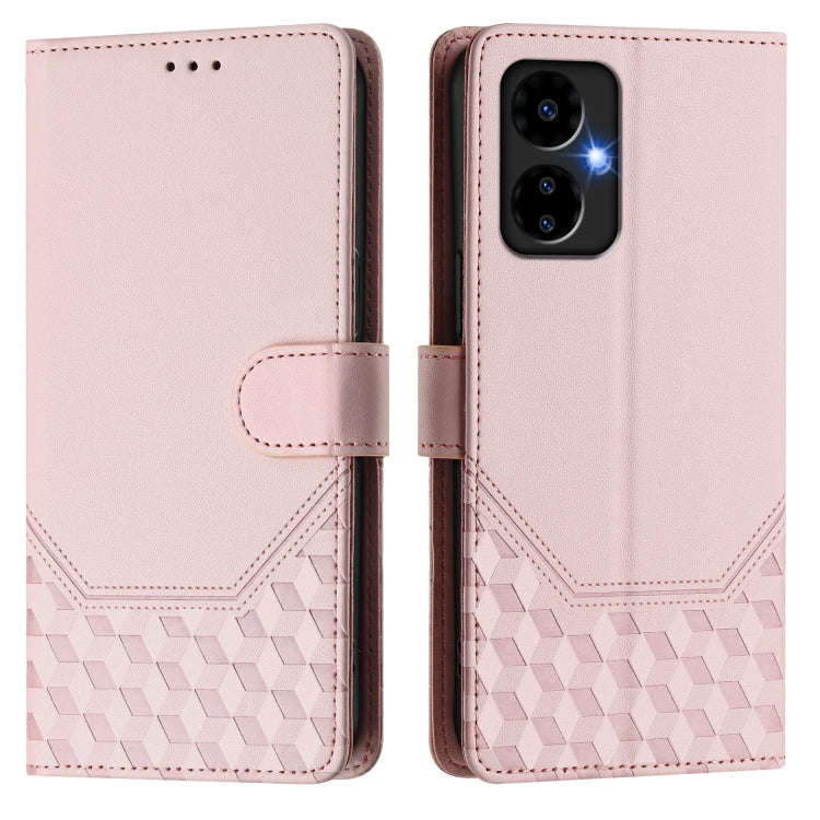 For Boost Mobile Celero 5G 2024 Honeycomb Embossing RFID Leather Phone Case(Pink)
