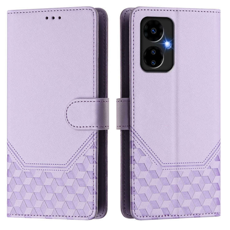 For Boost Mobile Celero 5G 2024 Honeycomb Embossing RFID Leather Phone Case(Light Purple)
