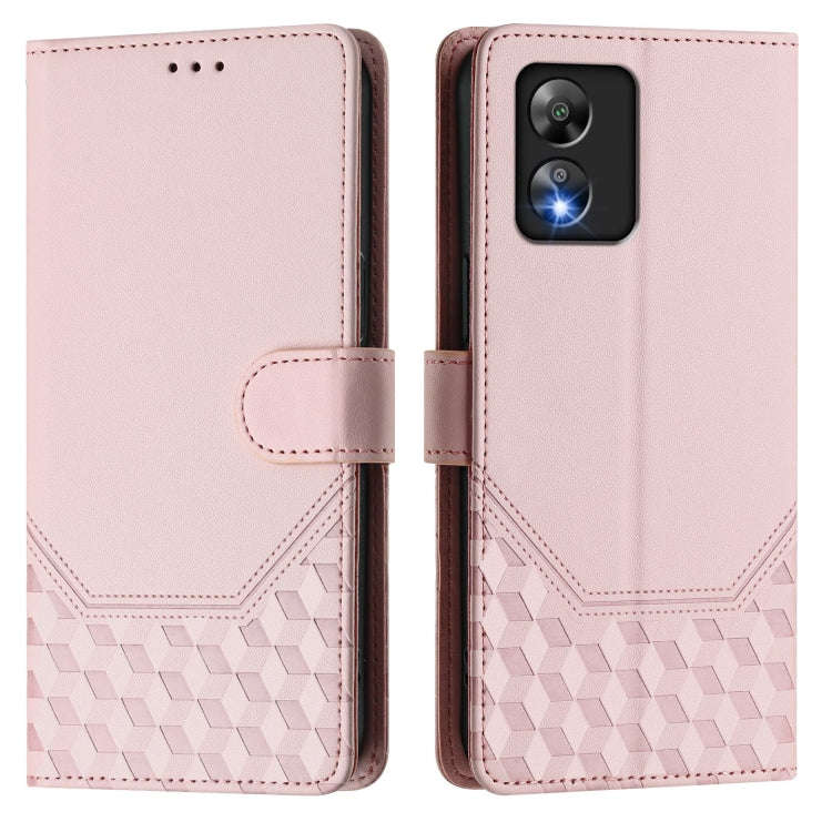 For Boost Mobile Celero 5G SC SN339D Honeycomb Embossing RFID Leather Phone Case(Pink)