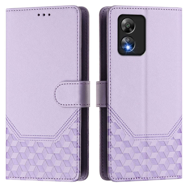 For Boost Mobile Celero 5G SC SN339D Honeycomb Embossing RFID Leather Phone Case(Light Purple)