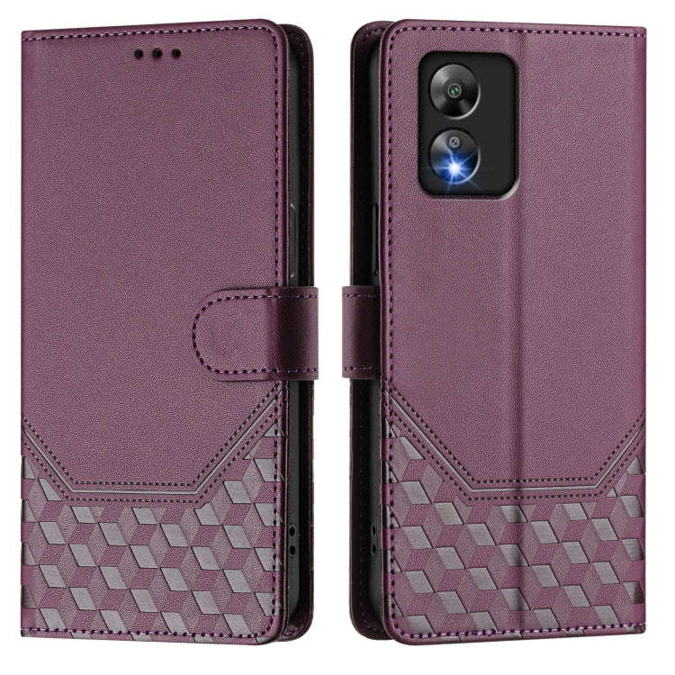 For Boost Mobile Celero 5G SC SN339D Honeycomb Embossing RFID Leather Phone Case(Violet)