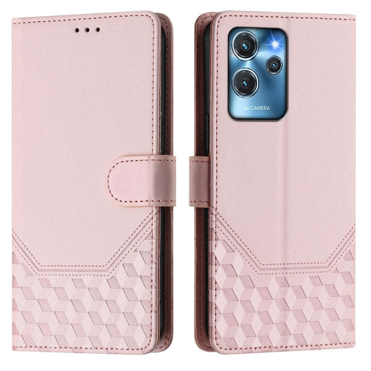 For Oukitel C32 Honeycomb Embossing RFID Leather Phone Case(Pink)