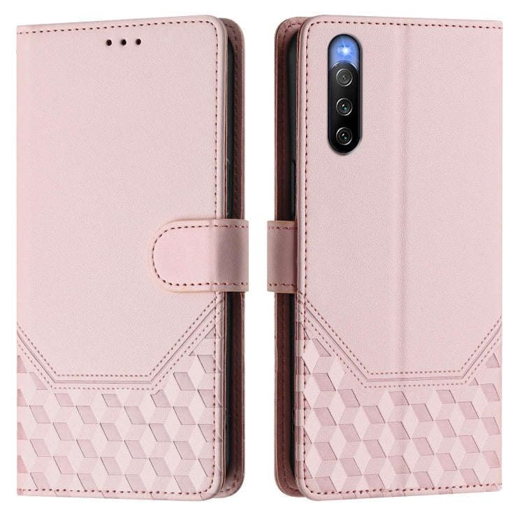 For Sony Xperia 10 V 2023 Honeycomb Embossing RFID Leather Phone Case(Pink)