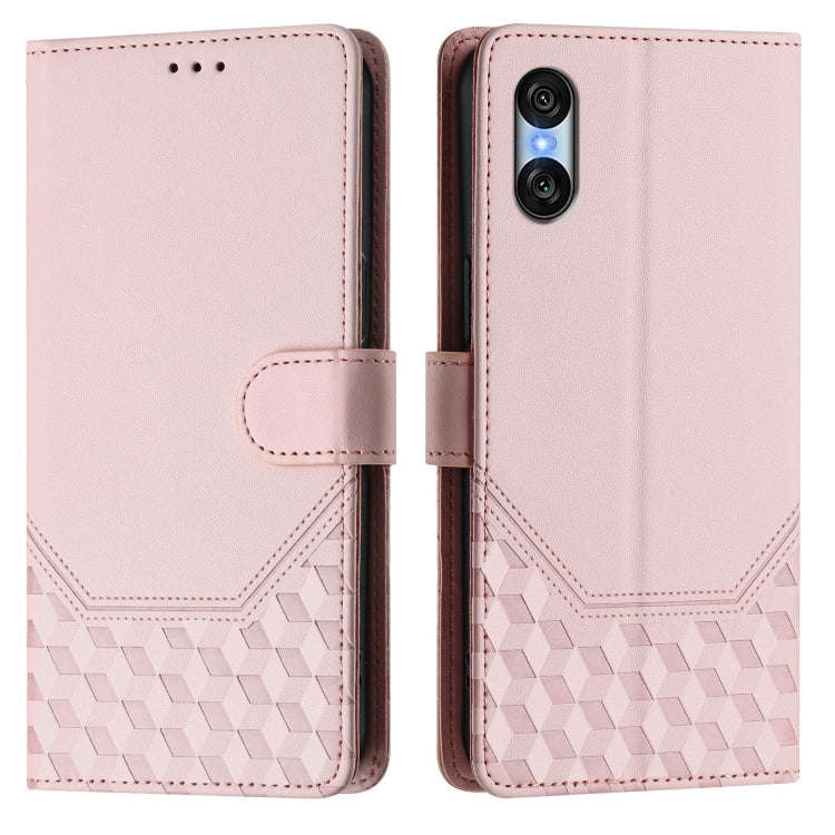 For Sony Xperia 10 VI 2024 Honeycomb Embossing RFID Leather Phone Case(Pink)