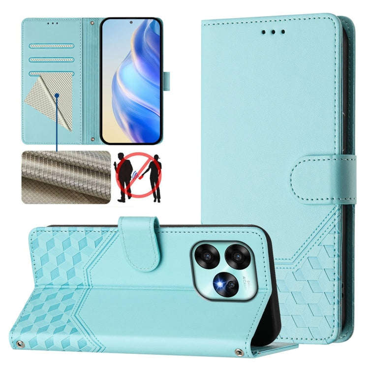 For Umidigi A15 / A15C / A15T Honeycomb Embossing RFID Leather Phone Case(Mint Green)