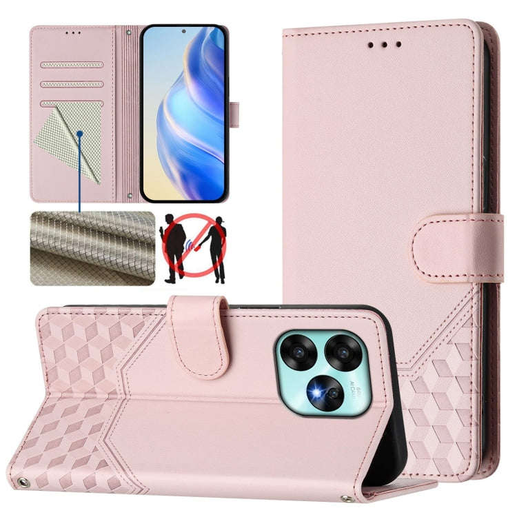 For Umidigi A15 / A15C / A15T Honeycomb Embossing RFID Leather Phone Case(Pink)