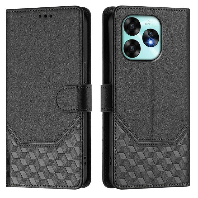 For Umidigi A15 / A15C / A15T Honeycomb Embossing RFID Leather Phone Case(Black)