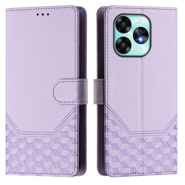 For Umidigi A15 / A15C / A15T Honeycomb Embossing RFID Leather Phone Case(Light Purple)