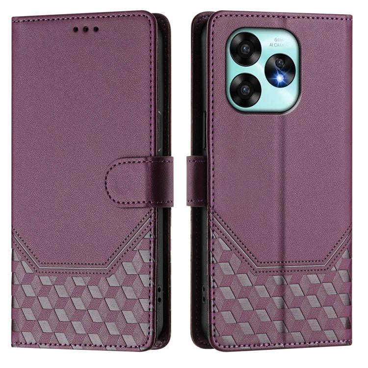 For Umidigi A15 / A15C / A15T Honeycomb Embossing RFID Leather Phone Case(Violet)