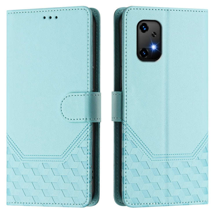 For Umidigi Bison X20 Honeycomb Embossing RFID Leather Phone Case(Mint Green)