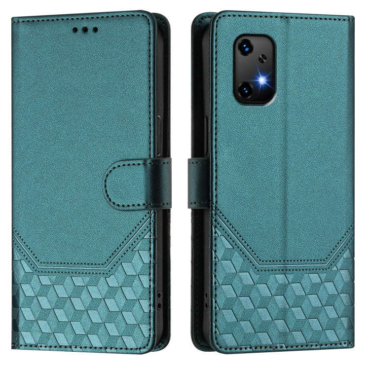For Umidigi Bison X20 Honeycomb Embossing RFID Leather Phone Case(Peacock Green)