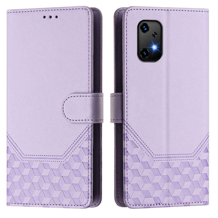 For Umidigi Bison X20 Honeycomb Embossing RFID Leather Phone Case(Light Purple)