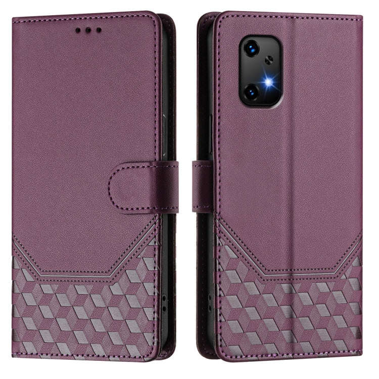 For Umidigi Bison X20 Honeycomb Embossing RFID Leather Phone Case(Violet)