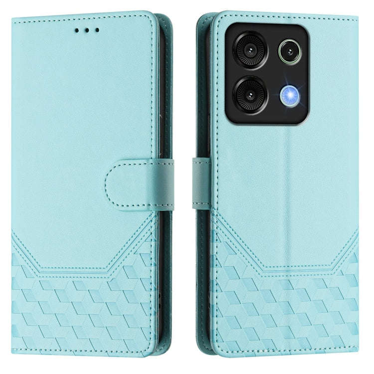 For Umidigi G9 5G Honeycomb Embossing RFID Leather Phone Case(Mint Green)