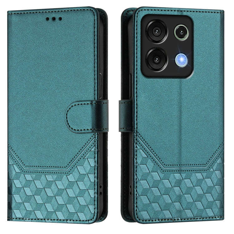 For Umidigi G9 5G Honeycomb Embossing RFID Leather Phone Case(Peacock Green)