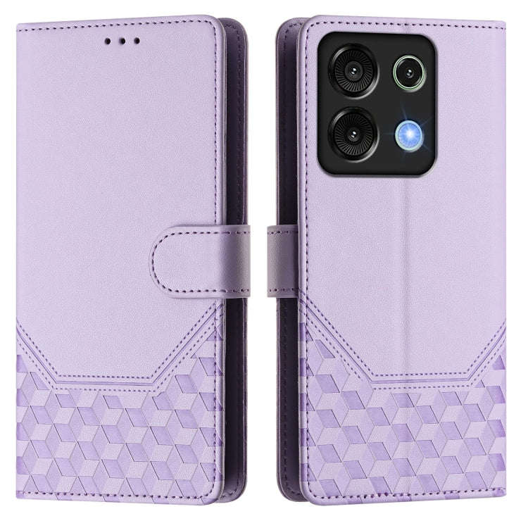 For Umidigi G9 5G Honeycomb Embossing RFID Leather Phone Case(Light Purple)