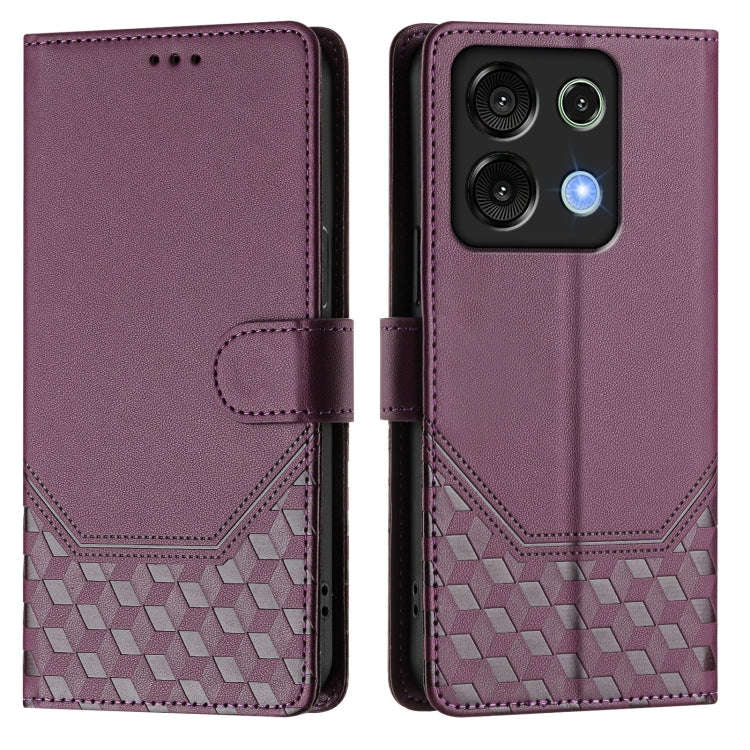 For Umidigi G9 5G Honeycomb Embossing RFID Leather Phone Case(Violet)