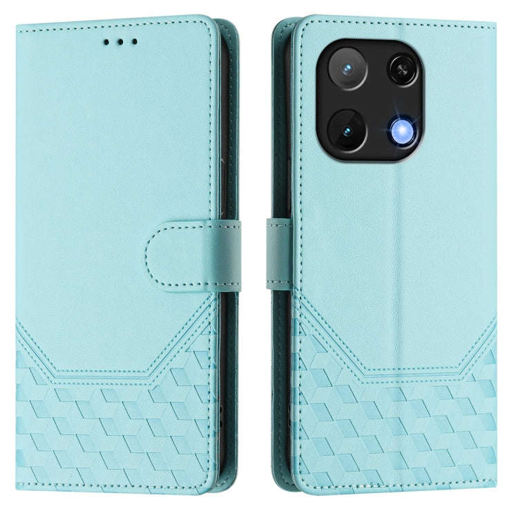 For Umidigi Note 90 Honeycomb Embossing RFID Leather Phone Case(Mint Green)