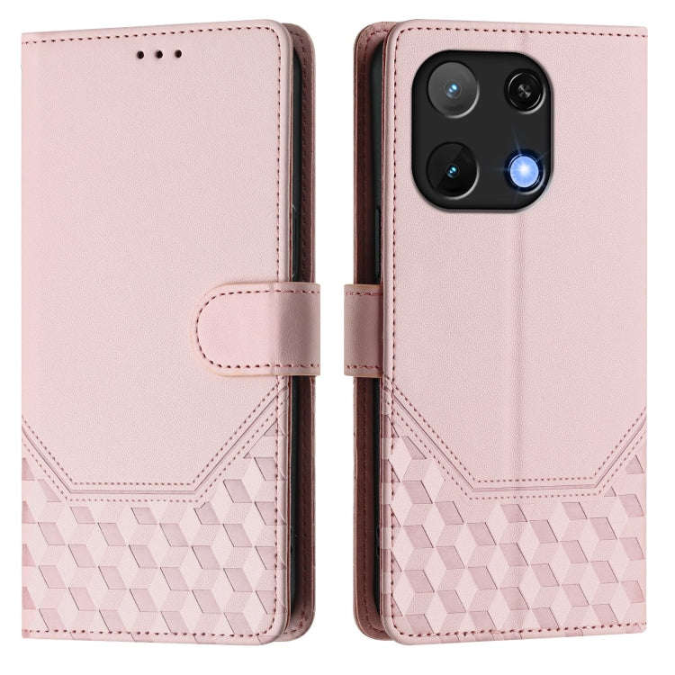 For Umidigi Note 90 Honeycomb Embossing RFID Leather Phone Case(Pink)