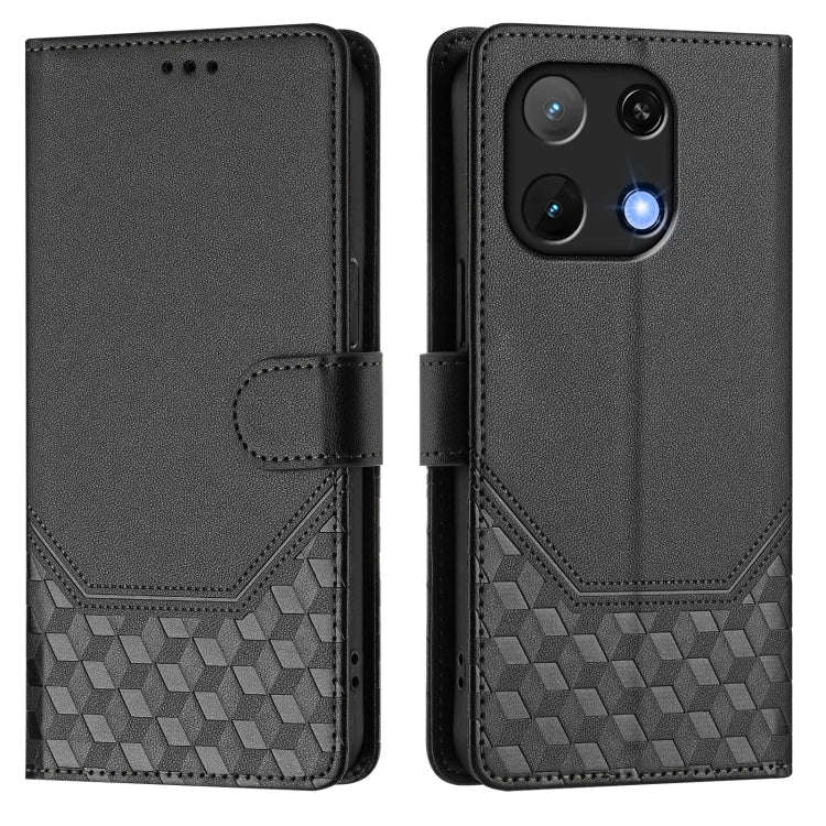For Umidigi Note 90 Honeycomb Embossing RFID Leather Phone Case(Black)