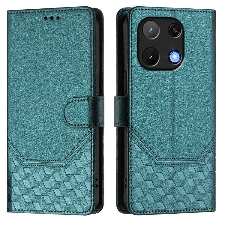 For Umidigi Note 90 Honeycomb Embossing RFID Leather Phone Case(Peacock Green)