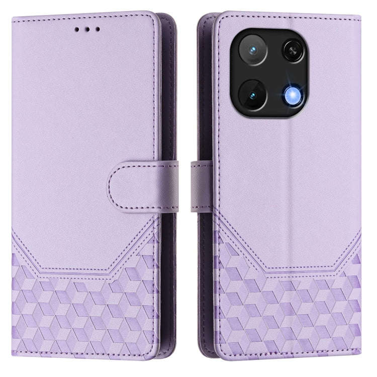 For Umidigi Note 90 Honeycomb Embossing RFID Leather Phone Case(Light Purple)