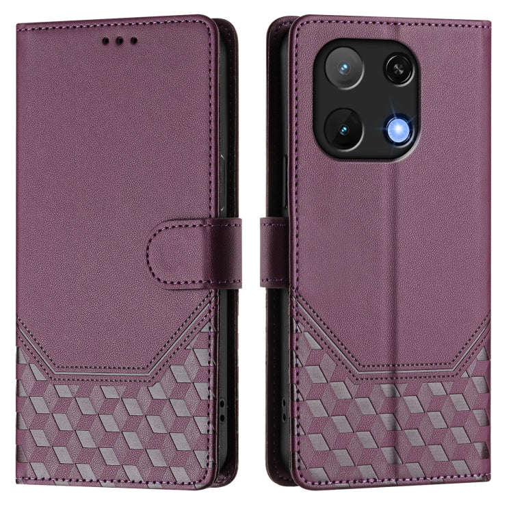 For Umidigi Note 90 Honeycomb Embossing RFID Leather Phone Case(Violet)