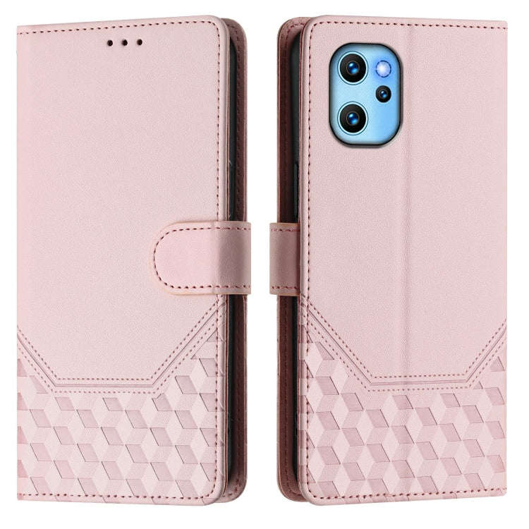 For Umidigi Power 7 Max Honeycomb Embossing RFID Leather Phone Case(Pink)