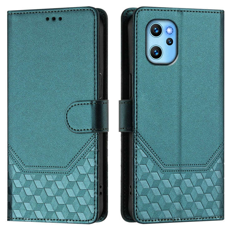 For Umidigi Power 7 Max Honeycomb Embossing RFID Leather Phone Case(Peacock Green)