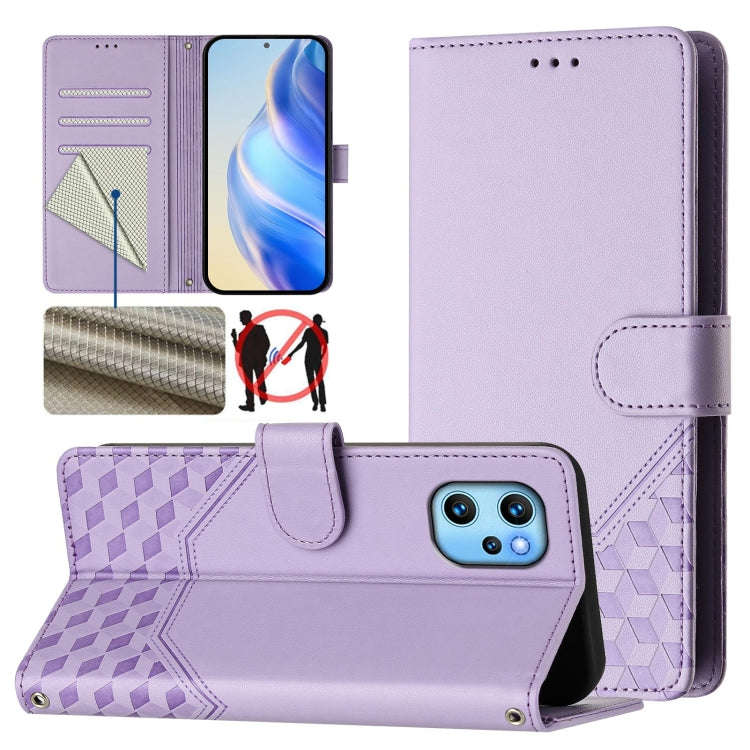 For Umidigi Power 7 Max Honeycomb Embossing RFID Leather Phone Case(Light Purple)